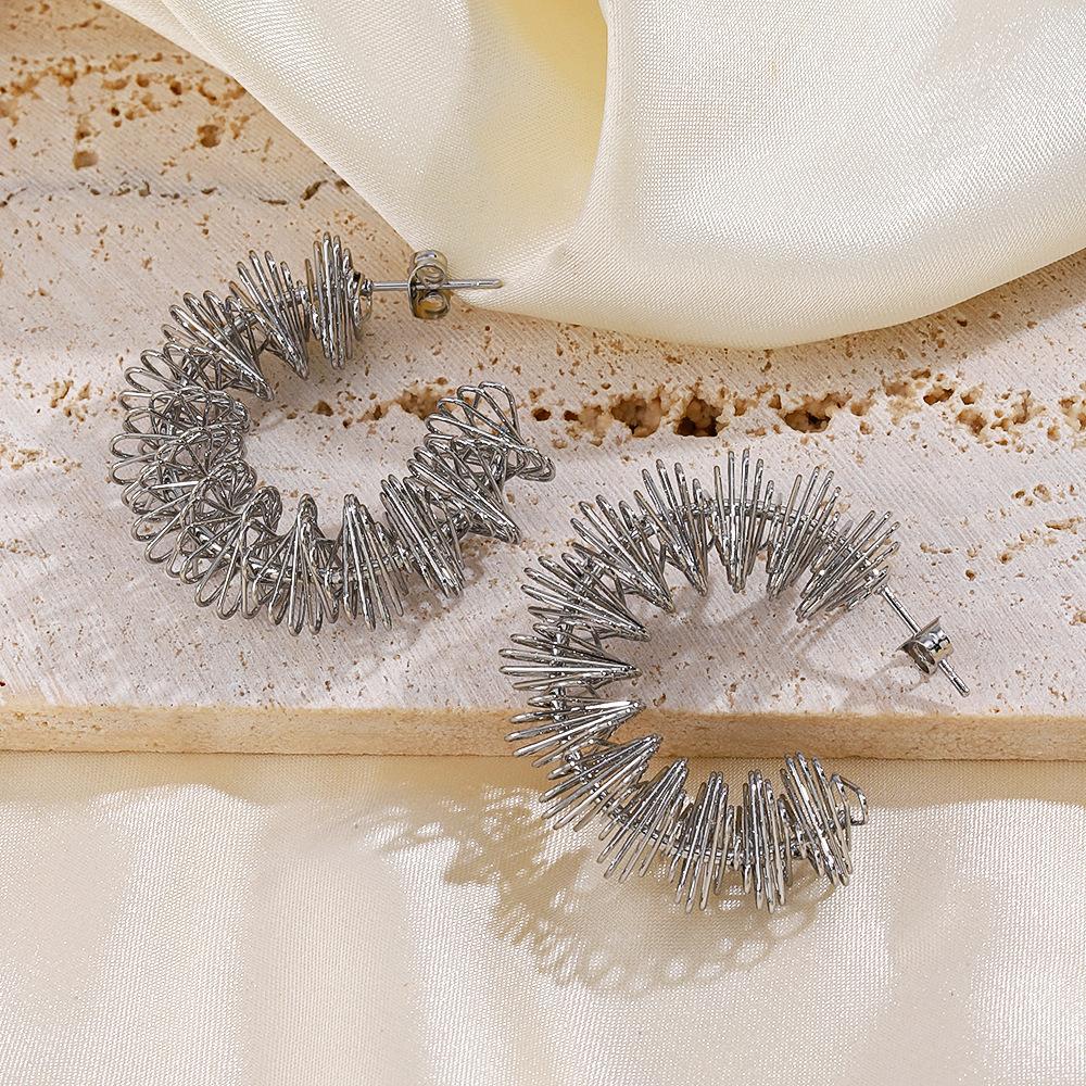 Неправильная форма Серьги-пружинки Золотой цвет Серьги из нержавеющей стали Модные Свадебная Вечеринка Подарки Бесплатная доставка