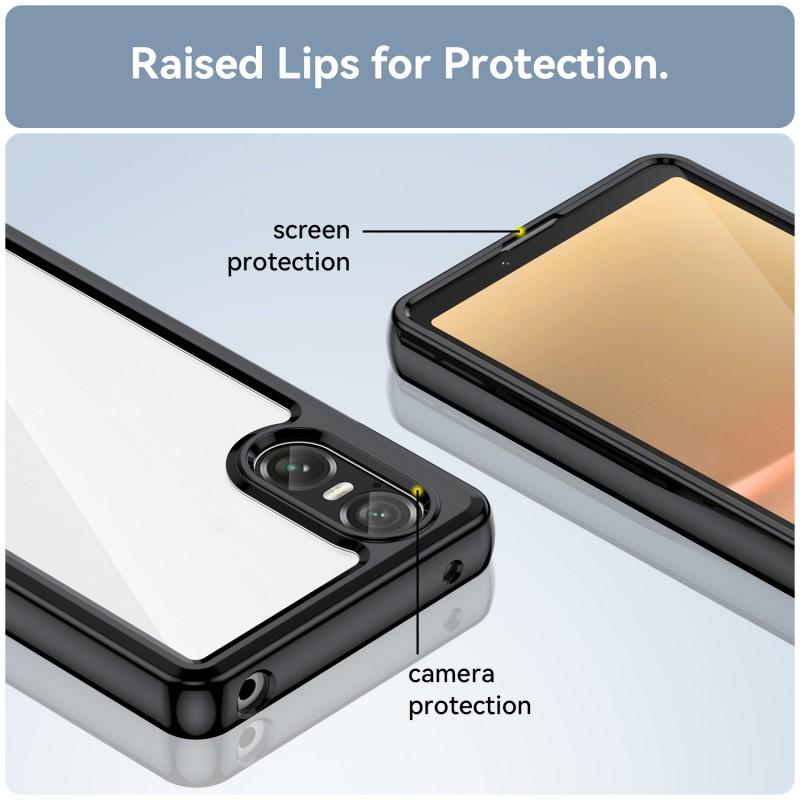 Pro pouzdro na telefon Sony Xperia 10 VI WANLONFENG Série XC TPU Akrylový kryt s tvrzeným sklem (Velký otvor pro objektiv)