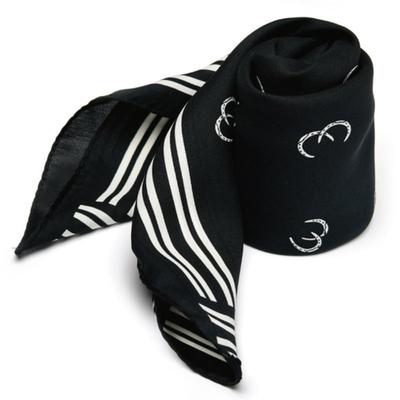 DOYOUKNOWMC ALL SEASON Double C Logo Print Black Petite Scarf