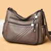 Multi-Pocket Leather Hobo Bag for Women, Large Capacity Casual Crossbody Shoulder Bag