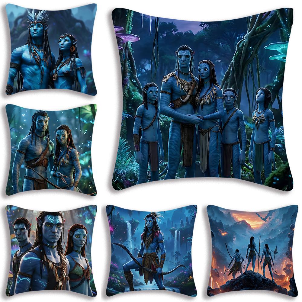 Movie Avatars W-Water Way Pillow Covers Cartoon Sofa Decorative Home Double-sided Printing Short Plush Cute Cushion Cover