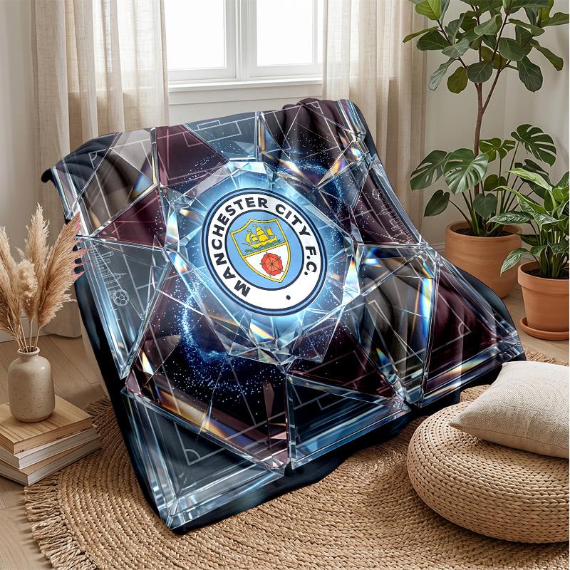 Couverture sur le thème de Manchester City Couverture douce en flanelle Couverture jetée pelucheuse Couverture douillette pour canapé et lit pour la décoration de la maison