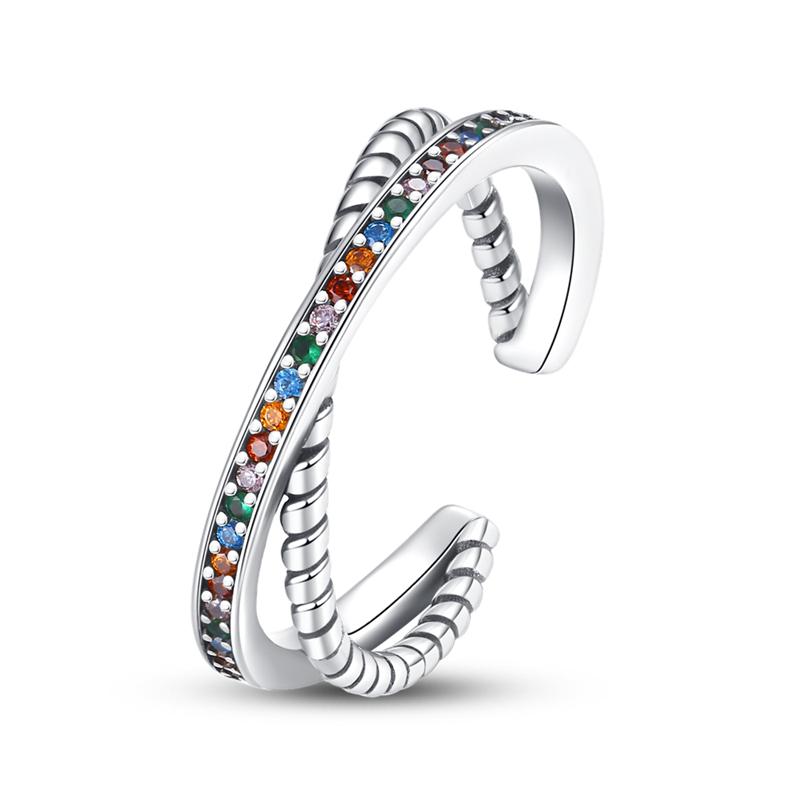 Real 925 Silver Plate Colorful Dragonfly Butterfly Cubic Zircon Rings For Women Wedding Engagement Birthday Jewelry Gift