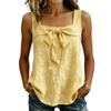 Women's Casual Sleeveless Tank Top Square Neckline Relaxed Fit Lightweight Fabric Summer Blouse with Front Tie Detail