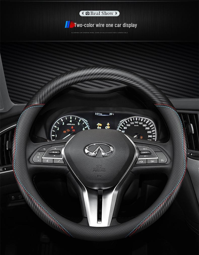 Genuine Leather Steering Wheel Cover for Infiniti Q50L, QX50, G25, QX30, Q60, QX70, FX35, Q70L
