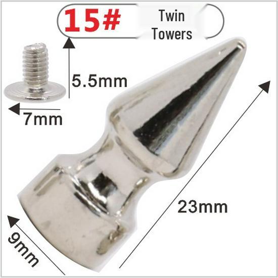 Punk Spike Alloy Bullet Rivet Horn Cone with Base Screw for Apparel, Bags, Shoes