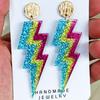 Fluorescent Shining Oil Gloss Magnetic Tape Retro Era Earrings Lightning Element Radio Women's Eye Catching Earrings Gift