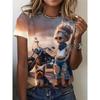 T-shirt da donna taglie forti con stampa di cartoni animati 3D a maniche corte
