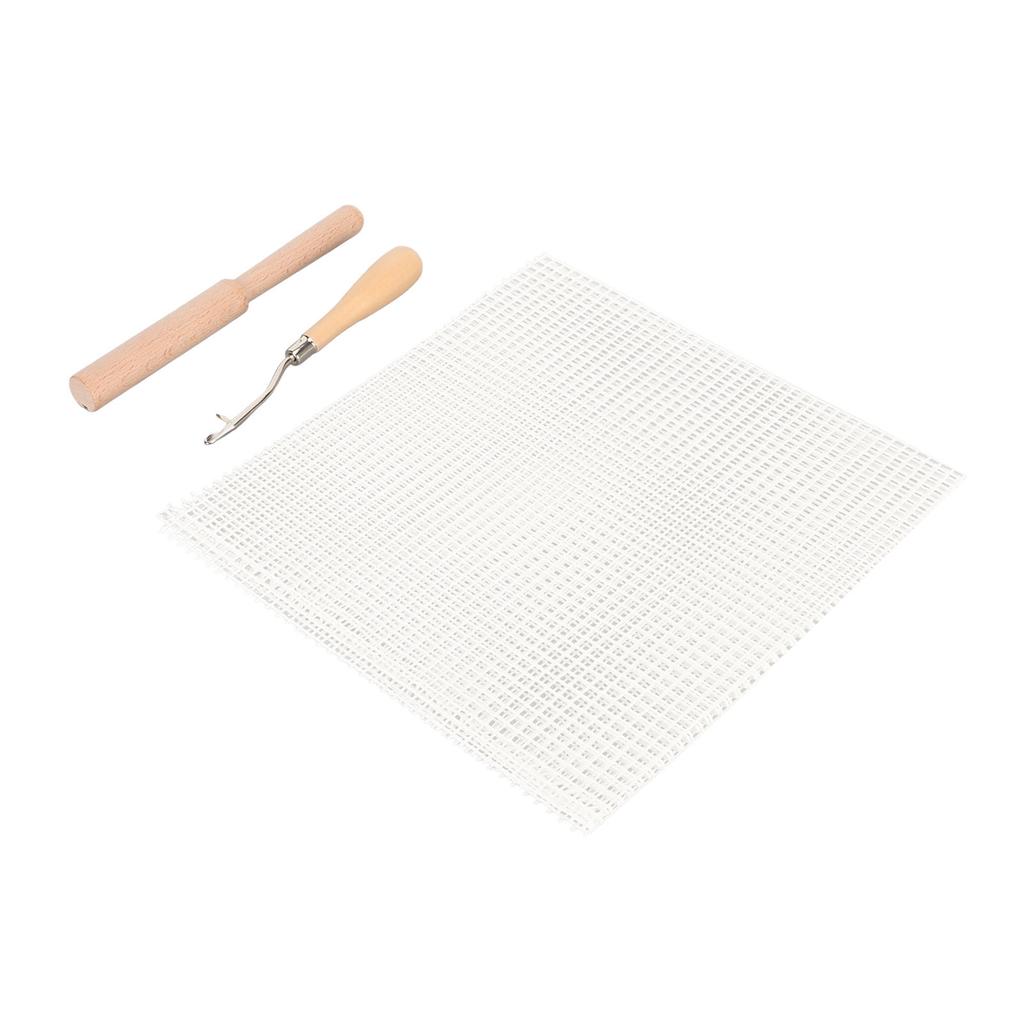 Latch Hook Tool Kit Blank Rug Hooking Mesh Canvas Wood Handle Crochet Hook for Carpet Tapestry
