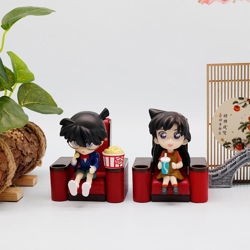 6pcs/set Anime Detective Conan Cinema Scene kawaii Action Figure PVC Model statue Toys doll Desk Decor Collectible Gifts
