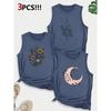 Dog Lover Paw Print Combination Gift Printed Pattern Round Neck3Pack of Sleeveless Vests for Women In Spring, Summer, and Autumn