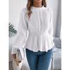 Autumn/Winter Women's Oversized Sweatshirt Solid Colour Cable-Knit Waist-Defining Ruffled Long-Sleeved Pullover Women's Knitted Sweater