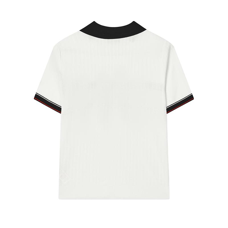 Fila Color Block Striped Letter Print Casual Short Sleeve Knit Top Women Tops White F11W421405FWT