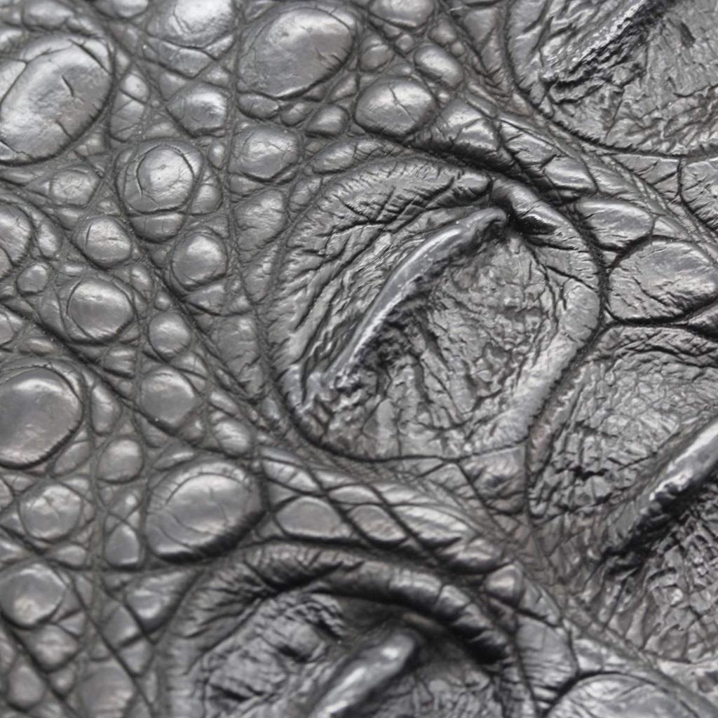 [Revetta] Crocodile Leather Long Wallet, Gold Python Lining, Men's Genuine Leather, Black, Single Piece Leather, Matte Finish [168crw-a]