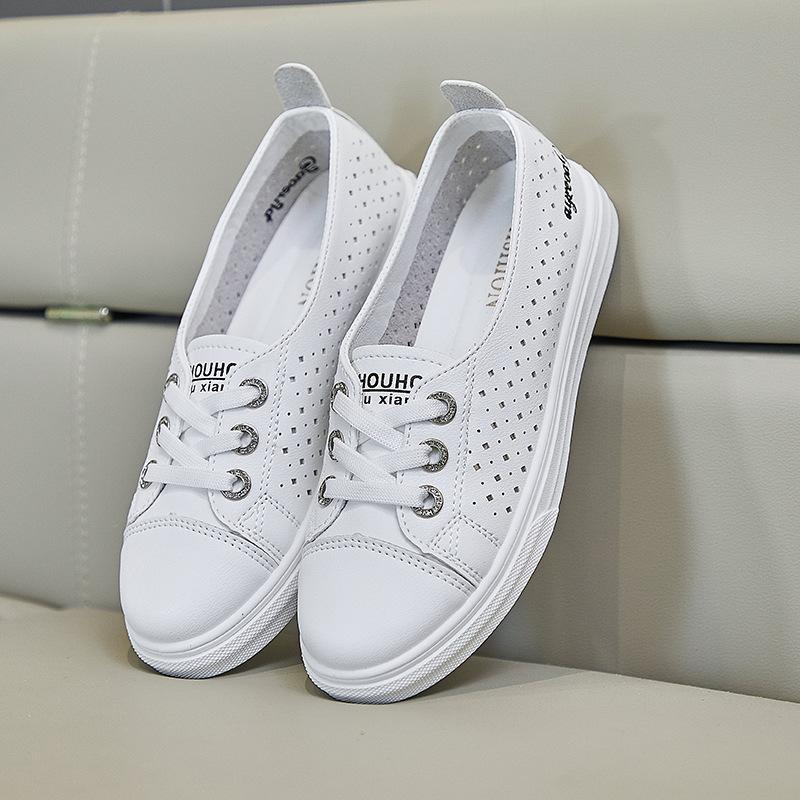 New Summer Small White Shoes for Women's Hollow Breathable Student Board Shoes Casual Shoes To Increase Climax Street Photography