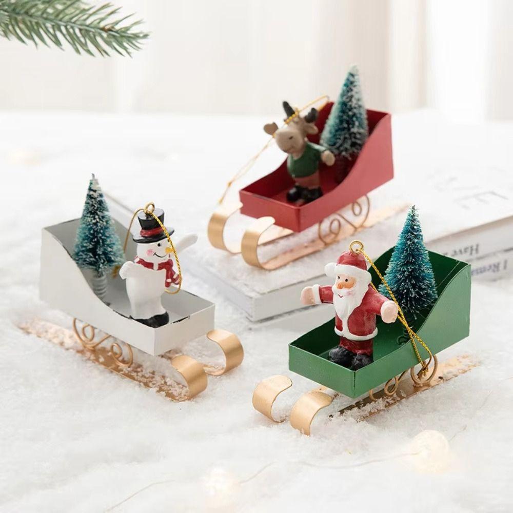 Retro Santa Claus Pendant Iron Cartoon Christmas Decorations Cute DIY Crafts Christmas Tree Ornaments Home 2026 New Year Gift