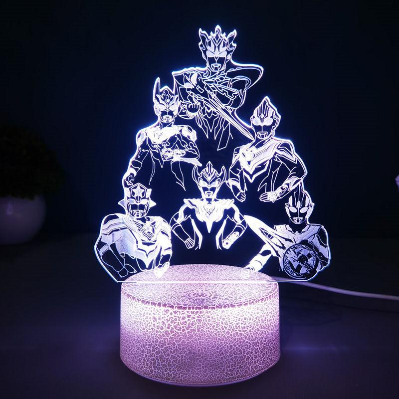 Led Cartoon Ultraman Bedroom Sleep Bed 3d Creative Desk Lamp Usb Straight Insert