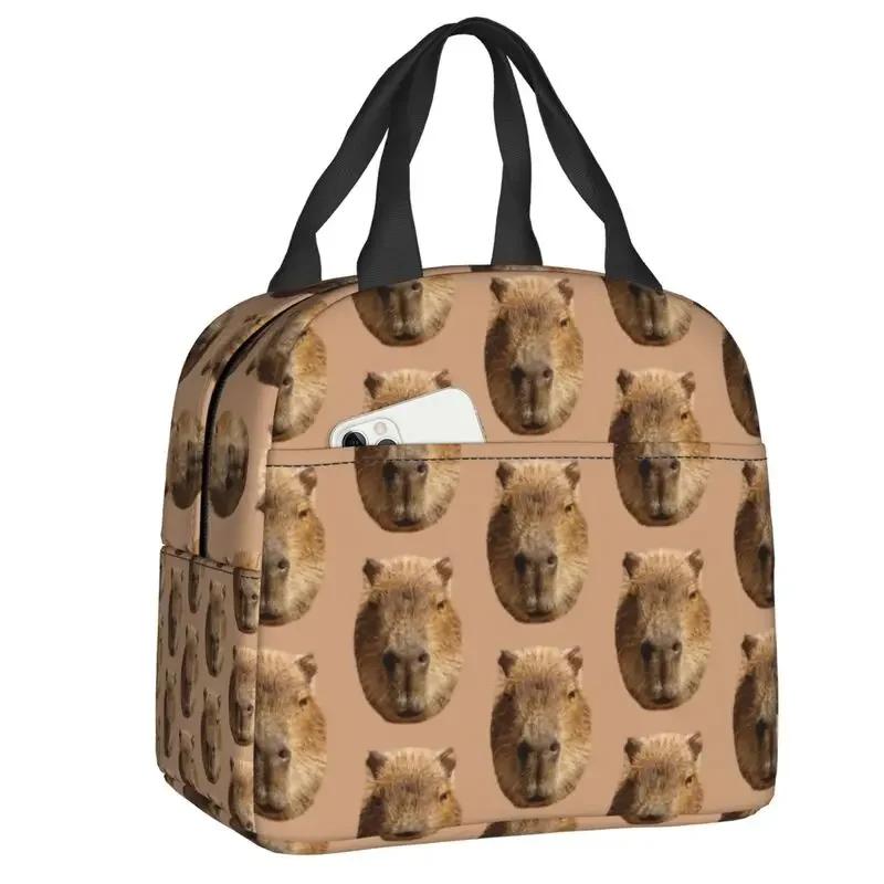Capy Capybara Insulated Lunch Tote Bag for Women Cute Portable Warm Cooler Thermal   School Picnic Food Container