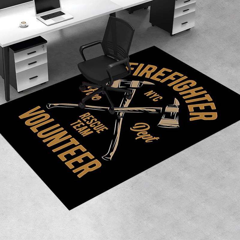 Firefighter Chair Mat: NYC Fire Dept Rescue Team Volunteer Gift - Home Decor, Office Carpet for Living Room, Bedroom, Various Rooms0109045A