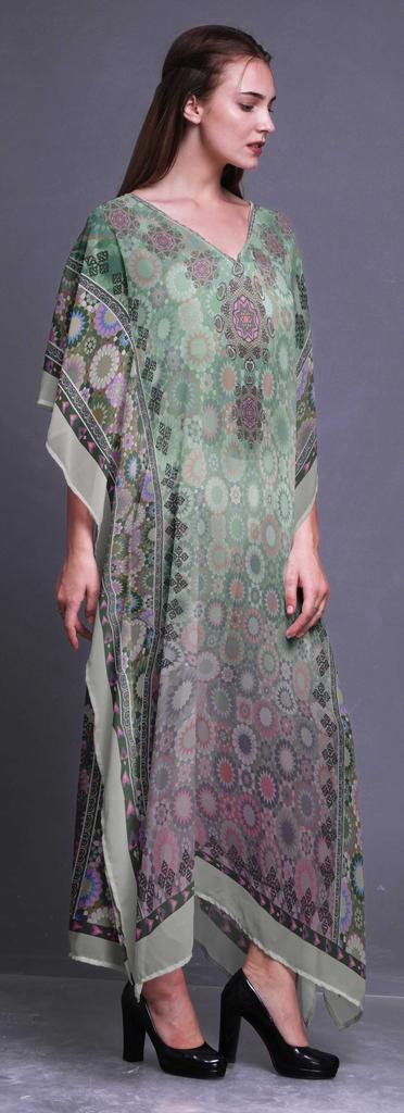 Phagun Damask & Mandala Ethnic Beach Kaftan Bikini Cover up Womena    s Maxi Dress Long