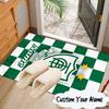 Custom Name Green Shield America Design Rug for Living Room, Game Rooms, Office, Bedroom, Floor Mat Playful Design, fan gifts Christmas decor