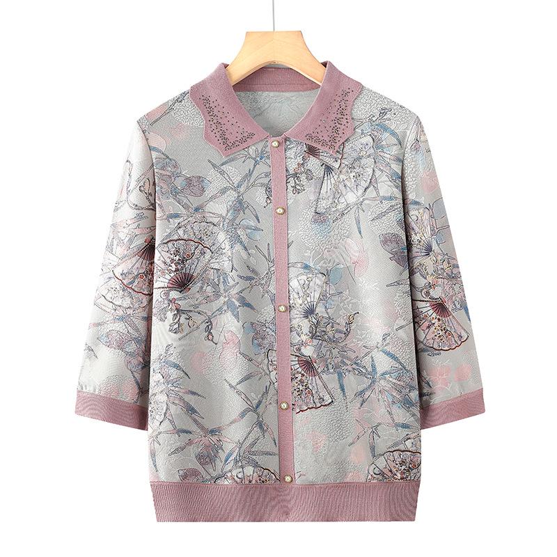 

Весенний легкий свитер из ледяного шелка в китайском стиле для людей среднего и пожилого возраста 2XL синий