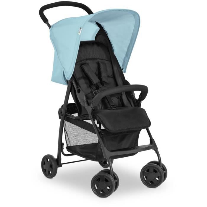 HAUCK - Poussette canne - SPORT - Pliable &amp; inclinable - Capote Pare-Soleil - 4 roues - Noir / Bleu