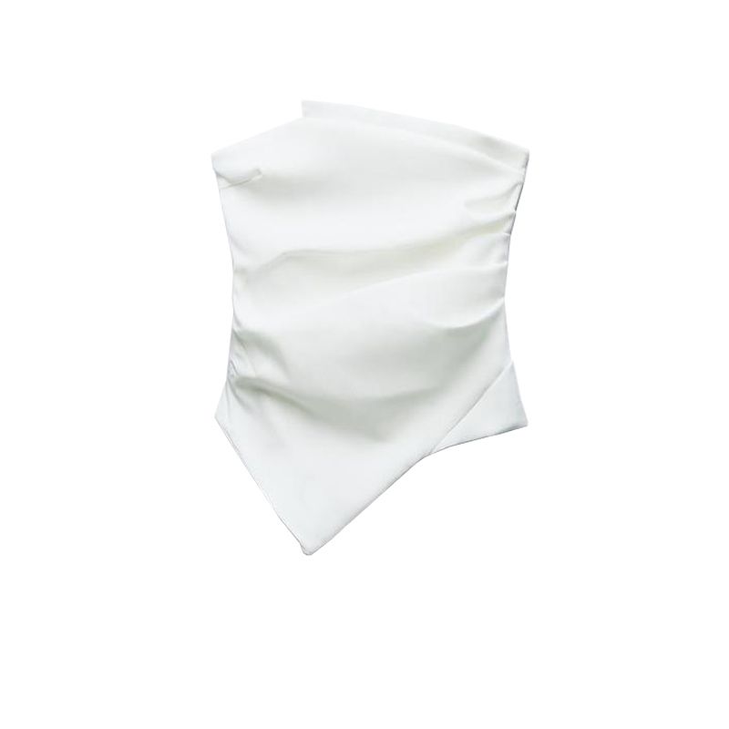 Spring New Arrival Fashion Silm Asymmetric Collar off-Shoulder Design Ruched Decoration Tube Top Tops 0085800