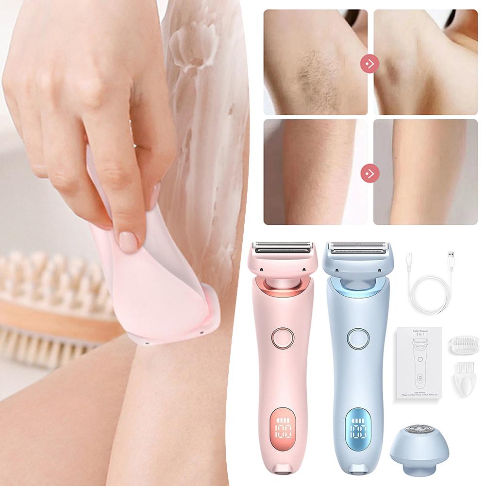 2 In 1 Bikini Trimmer Face Shavers Hair Removal for Underarms Legs Ladies Body Trimmer Electric Razors for Women IPX7 Waterproof