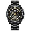 BINBOND Men's Luminous Trendy Tourbillon Steel Band Watch with Decorative Three Dials and Six Hands.