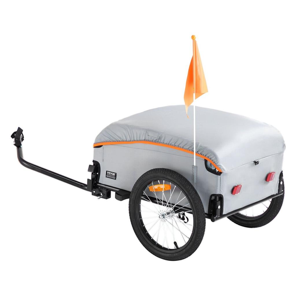 Carrello Portapacchi per Bicicletta, Capacità di Carico 100 libbre, Carrello Robusto per Bicicletta, Pieghevole per Conservazione Compatta con Gancio Universale, Copertura Impermeabile, Ruote da 16 pollici,