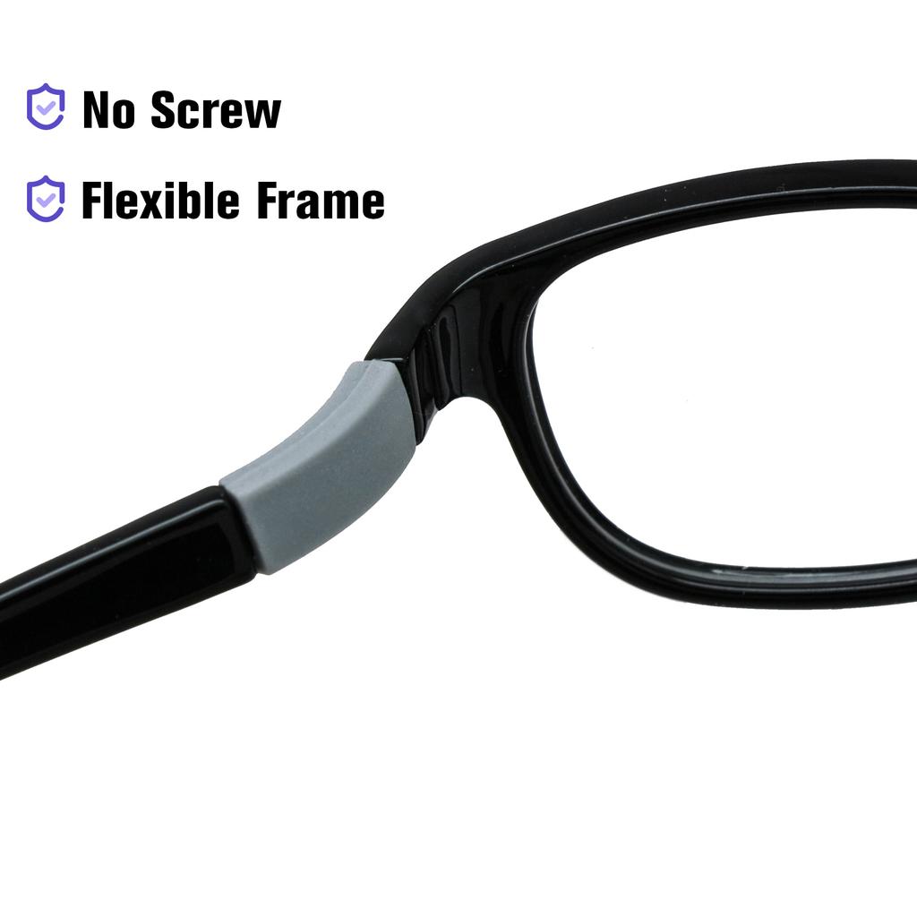Kids TR90 Optical Glasses Oval Frame Size 48 with Elastic Strap Retainer Flexible Bendable for Boys Girls 6-10 Years Old