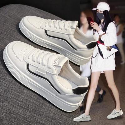 Little White Shoes Women's Autumn New Flat-soled Women's Shoes Lace-up Versatile Platform Casual Sports Board Shoes