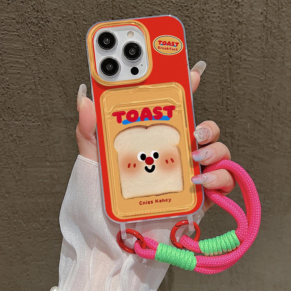 Cute Cartoon Phone Case For iPhone 11 Case iPhone 13 12 16 14 15 Pro Max 7 8 Plus XR X XS SE 2 3 Wrist Chain Soft Card Bag Cover