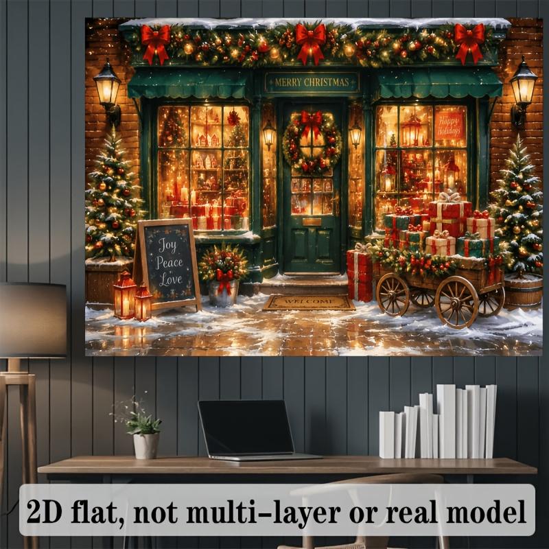 1Pcs Christmas Street Corner Store Decoration Background Winter Backdrop For Photo Studio Photo Booth Party
