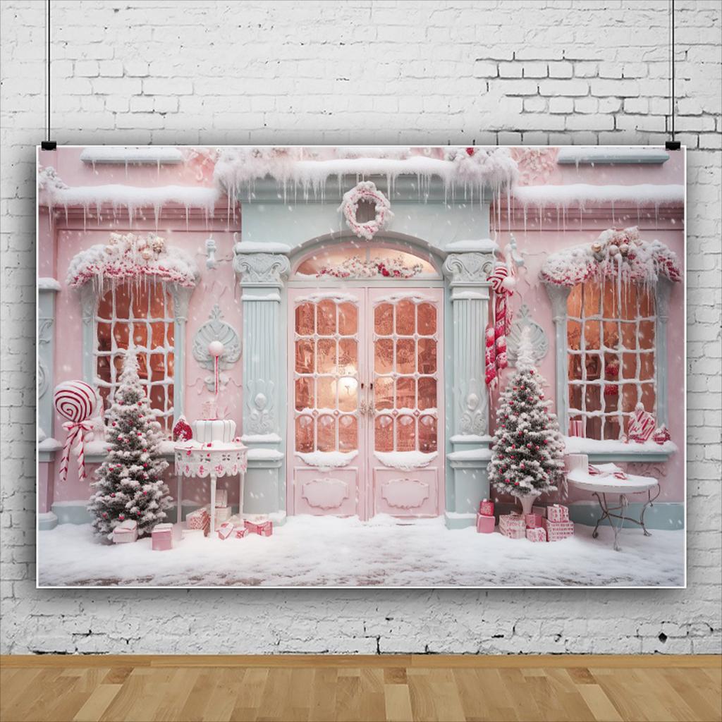 Christmas Photography Decor Backdrop Winter Snow Xams Tree Candy Gifts Snowman Santa Claus Family Party Photo Background Props