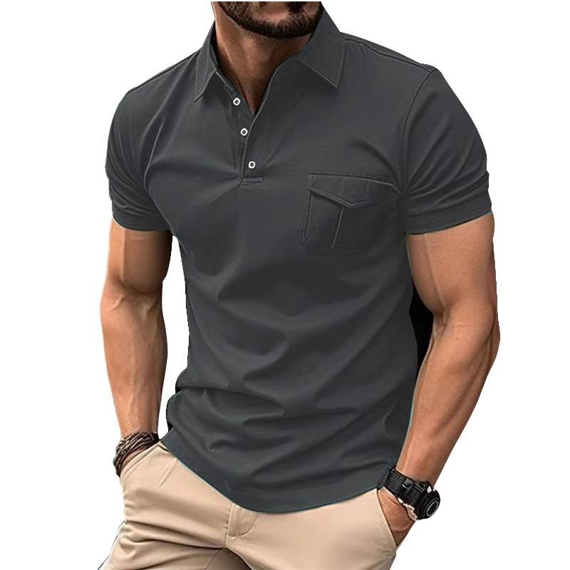 New Men's Polo Shirt with Pocket Men's T-Shirt Sports Short-Sleeved Top