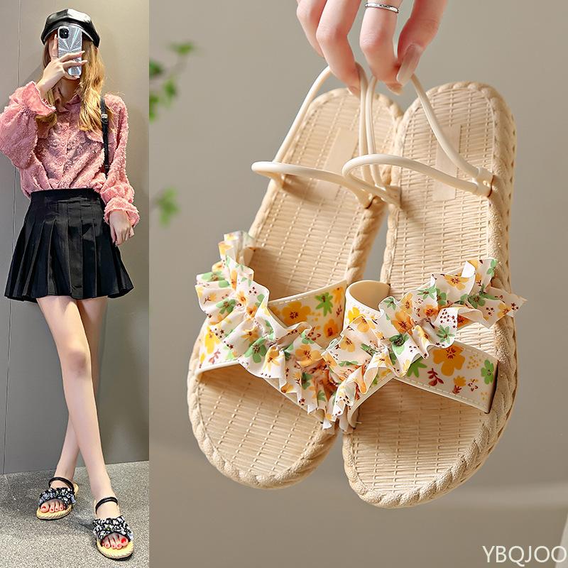 Fashion 2025 New Broken Floral Slippers Women Summer Outdoor Versatile Flats Ladies Non Slip Comfort Sandals Fashion Beach Shoes Zapatos