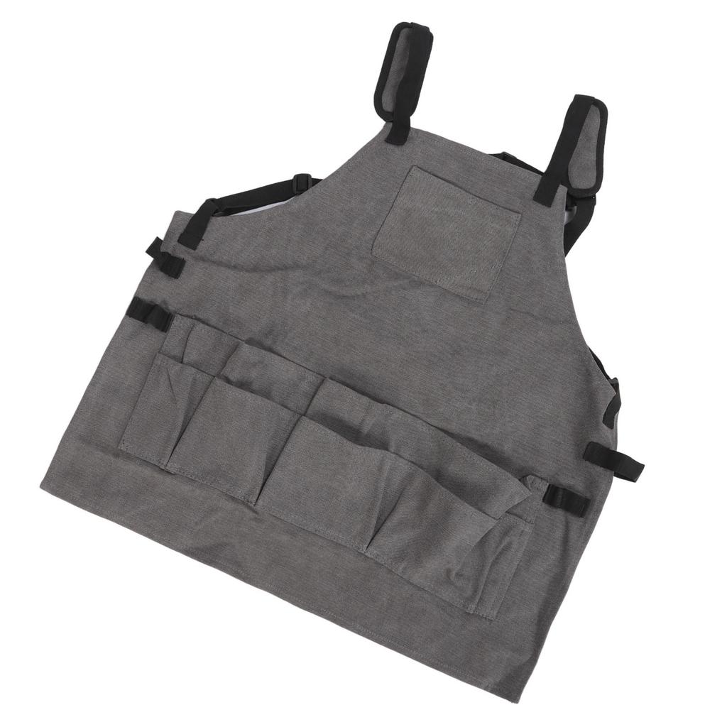 Work Apron Multi Pockets Adjustable Protective Woodworking Tool Apron for Barbecue Electricians Mechanic
