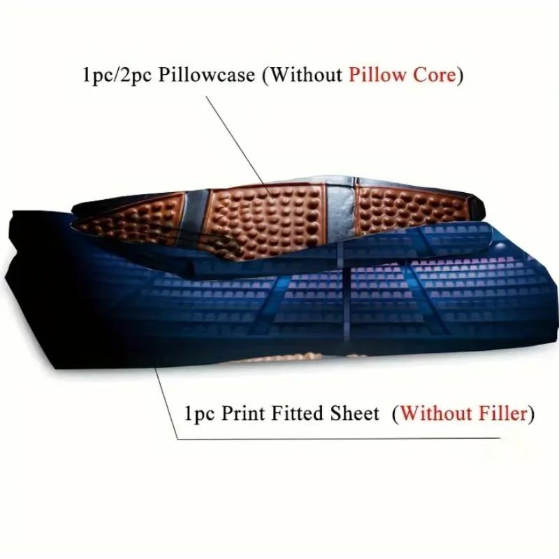 2/3pcs Gymnasium Basketball Spotlight Sports Competitive Sports Print Fitted Sheet Set (1* Fitted Sheet + 1/2*Pillowcases