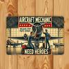 ClassicAeroDecor Vintage Aircraft Mechanic Sign  Aluminum Military Wall Art for Hangar Office Decor Gift