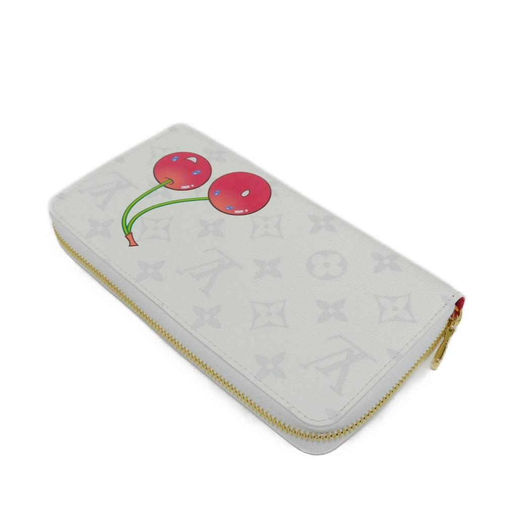 Used LVxTM Zippy Wallet (12564) M14240 7940 by Takashi Murakami, LV Logo Flower Cherry RFID, Unused, Monogram, Cherry,