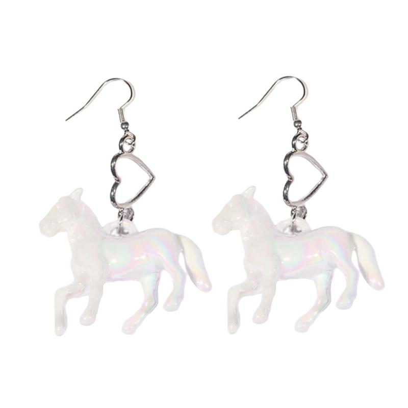 Acrylic Unicorns Earrings Adorable Ponies Heart Charm Ear Rings Unique Earwear Accessories for Fashionable Women