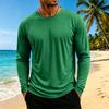 Maglia da uomo a maniche lunghe, girocollo, traspirante, fresca, atletica, per allenamento e uso casual