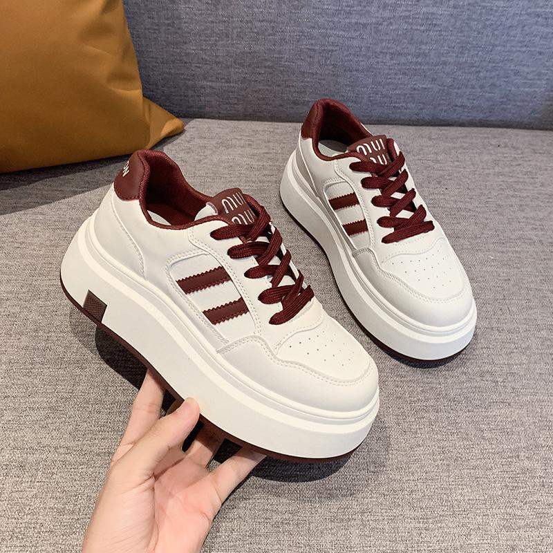 Thick-soled Four-season Models, New Spring Angora Red Small Muffin Casual Board Shoes