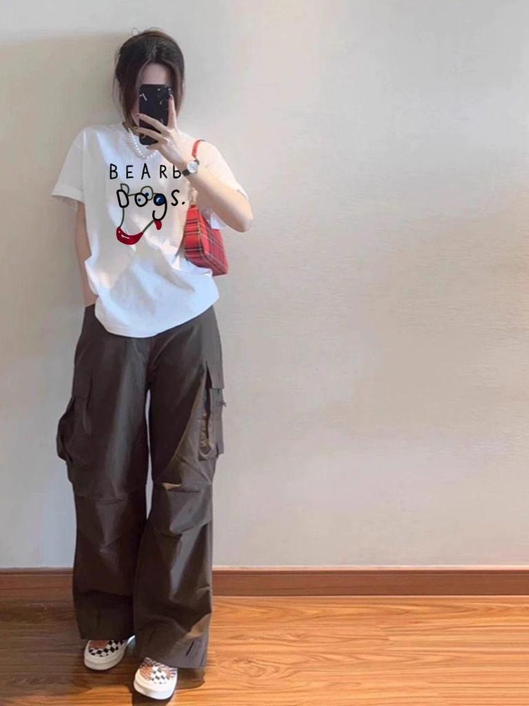 Women's White Cotton Short Sleeve Summer T-Shirt, 2026 New Style - Versatile Loose Fit Half Sleeve Top