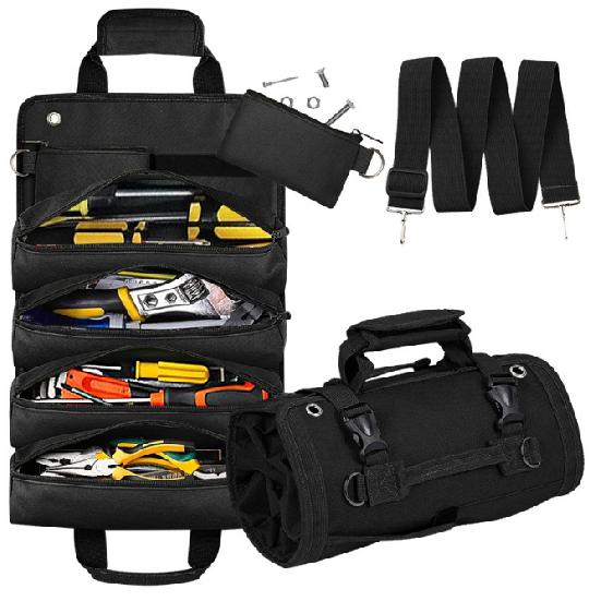 Electrician's Tool Storage Bag Roll-Up Multifunctional Canvas Hardware Tool Bag Oxford Cloth