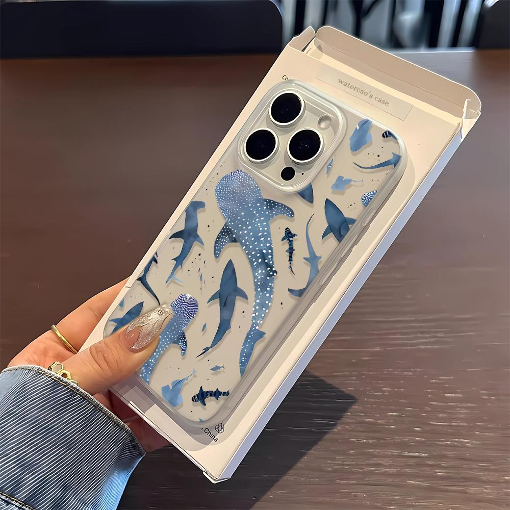 Full Screen Goldfish Shark Phone Case For IPhone 16 15 14 Pro 15 Plus 13 12 11 17 Pro Max Air 14 Plus Soft Silicone Cover Shell