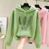 Hoodie Feather Print Long Sleeve Thick Loose Soft Drawstring Hooded Unisex Keep Warm Casual Elastic Cuff Women Men Hoodie