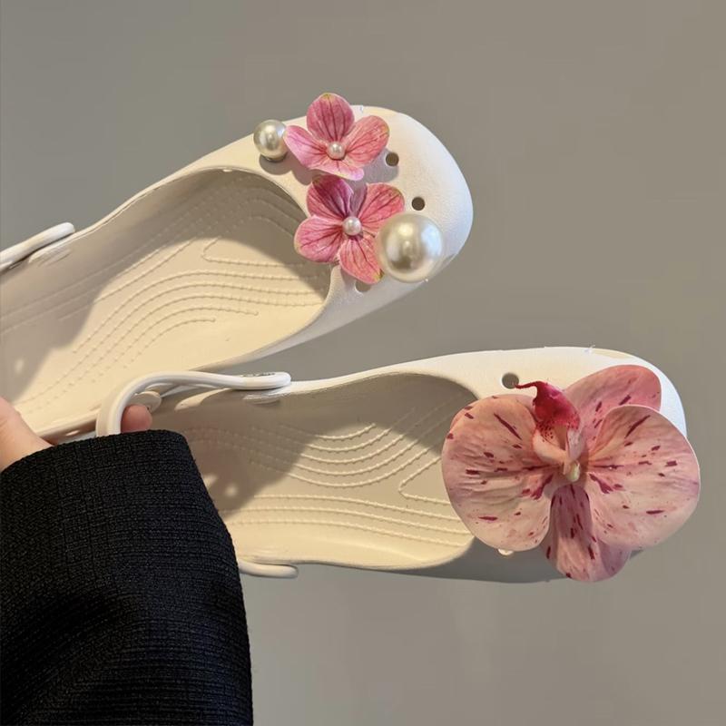 Ballettschuhe Schuhanhänger Set Damen Anhänger Packung Niedliche Blume Schuhdekorationen DIY Perlen Schuhzubehör 1Set